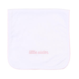 magnolia baby LITTLE SISTER Embroidered Burp Cloth