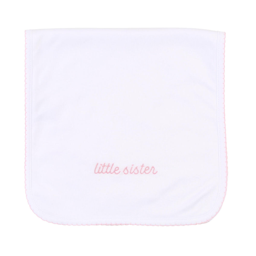 magnolia baby LITTLE SISTER Embroidered Burp Cloth