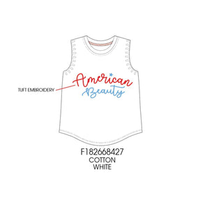 paper flower "AMERICAN BEAUTY" 3d tuff Embroidery Graphic Tank