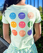 Load image into Gallery viewer, Sweet Soul &quot;HAPPINESS&quot; Front/Back Happy Faces Graphic Tee
