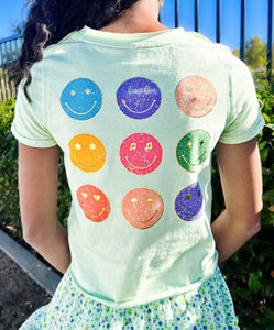 Sweet Soul "HAPPINESS" Front/Back Happy Faces Graphic Tee