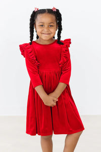 Mila & Rose RED VELVET Ruffle Twirl Dress