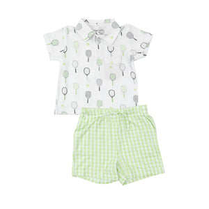 Angel Dear TENNIS GREEN GINGHAM Polo Shirt & Short Set