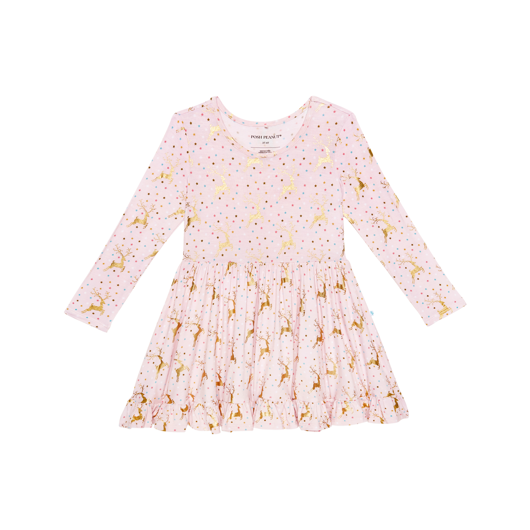 Posh Peanut RYLEIGH Long Sleeve Ruffled Twirl Dress