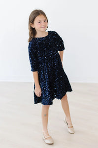 Mila & Rose NAVY VELVET SEQUIN Dress