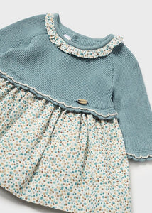 2886 18 mayoral NB Girls ICEBERG Blue Print & Sweater Dress