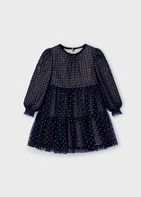 Load image into Gallery viewer, 4910 86 mayoral Girls/Tween NAVY TULLE Print Dress
