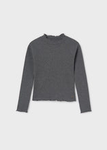 Load image into Gallery viewer, 7002 60 mayoral Tween CHARCOAL RIBBED L/S Mockneck Shirt
