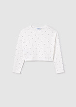 Load image into Gallery viewer, 7094 36 mayoral Tween STUDDED White Crop T Shirt
