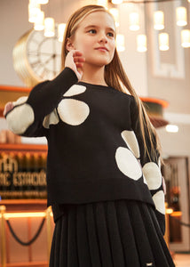 7301 88 mayoral Tween BIG FLORAL Black Sweater