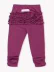 Load image into Gallery viewer, Ruffle Butts EGGPLANT HARVEST Baby Ruched Bow Leggings
