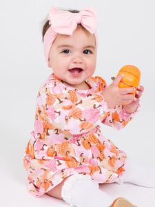 Ruffle Butts PINK PUMPKIN PATCH Knit L/S Skirted Romper