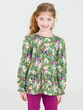 Load image into Gallery viewer, Ruffle Butts ENCHANTED GARDEN Knit Puff L/S Peplum Top
