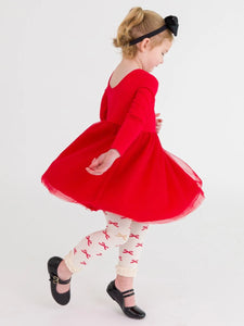 Ruffle Butts RED TULLE L/S Twirl Dress