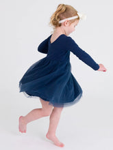 Load image into Gallery viewer, Ruffle Butts DARK NAVY TULLE L/S Twirl Dress
