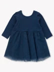 Load image into Gallery viewer, Ruffle Butts DARK NAVY TULLE L/S Twirl Dress
