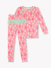 Load image into Gallery viewer, Ruffle Butts MERRY PINK PINES l/s Pajamas
