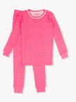 Load image into Gallery viewer, Ruffle Butts HOT PINK HEART POLKA DOT l/s Pajamas
