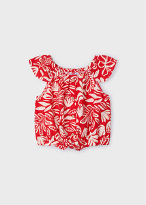 mayoral Girls RED FLORAL W/ Gold Printed Blouse