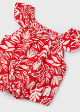 Load image into Gallery viewer, mayoral Girls RED FLORAL W/ Gold Printed Blouse
