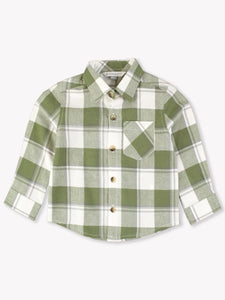 Rugged Butts DUSTY OLIVE PLAID FLANNEL L/S Button Down Shirt