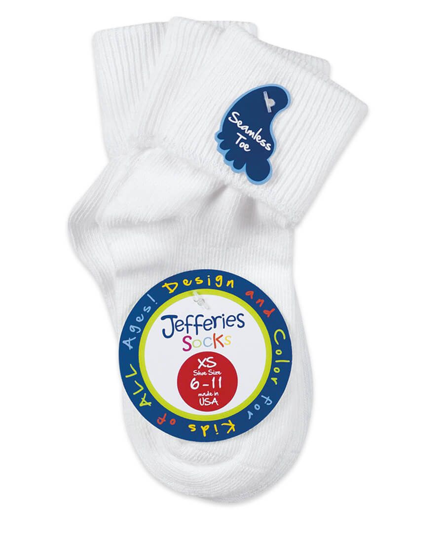 32200 Jefferies White Classic Turn Cuff Socks, 3-pair pack