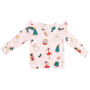 Angel Dear SUGAR PLUM FAIRY CHRISTMAS COOKIE PInk Ruffle Sweatshirt