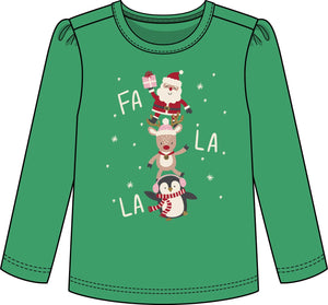 CRkids FA LA LA  KELLY GREEN CHRISTMAS TOP