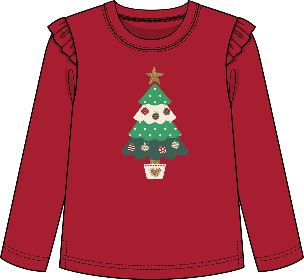 CRkids CHRISTMAS TREE APPLIQUE RED TOP