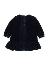 Load image into Gallery viewer, Ruffle Butts VELOUR Navy Long Sleeve Drop Waist Dress
