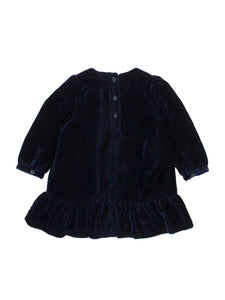 Ruffle Butts VELOUR Navy Long Sleeve Drop Waist Dress