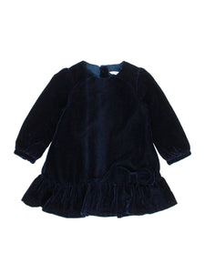 Ruffle Butts VELOUR Navy Long Sleeve Drop Waist Dress