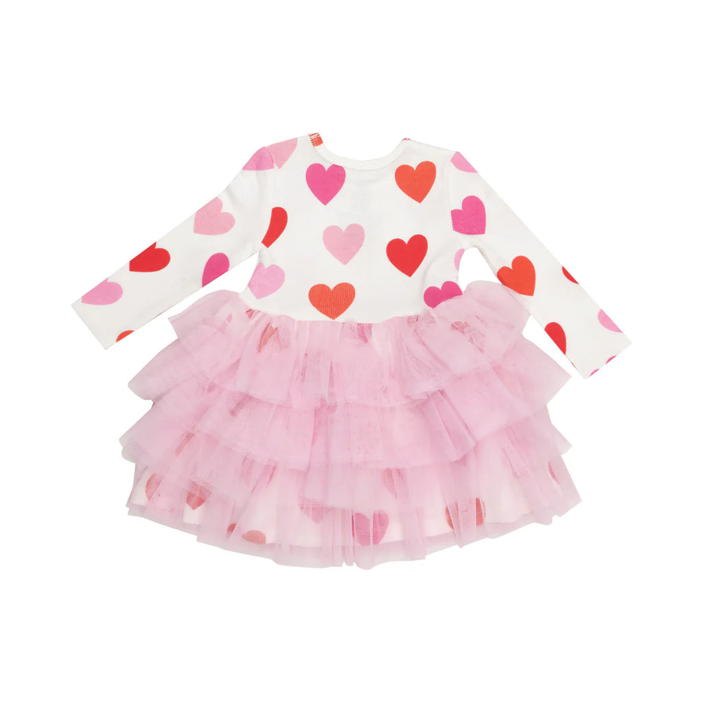 Angel Dear BIG HEARTS Long Sleeve Layered Tulle Dress