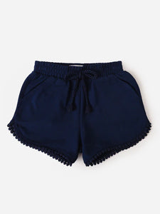 Mayoral Girls Circle Fringe Navy Ink French Terry Pull On Shorts