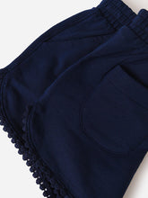 Load image into Gallery viewer, Mayoral Girls Circle Fringe Navy Ink French Terry Pull On Shorts
