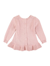 Load image into Gallery viewer, Ruffle Butts PALE MAUVE Ruffle Hem Cable Knit Sweater
