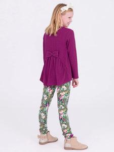 Ruffle Butts ENCHANTED GARDEN Kid Ruched Bow Legging