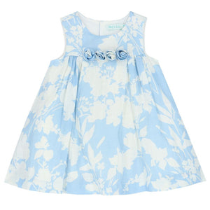 Abel & Lula Blue & White Floral Linen Baby Dress