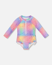 Load image into Gallery viewer, Deux Par Deux GRADIENT RAINBOW One Piece L/S Rash-guard
