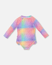 Load image into Gallery viewer, Deux Par Deux GRADIENT RAINBOW One Piece L/S Rash-guard
