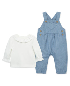 Little Me HEART DENIM OVERALL SET