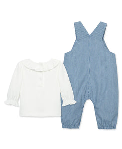 Little Me HEART DENIM OVERALL SET