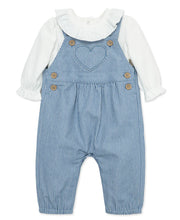 Load image into Gallery viewer, Little Me HEART DENIM OVERALL SET
