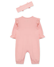 Load image into Gallery viewer, Little Me ORGANIC POINTELLE Pink Jumpsuit Set w/HEADBAND
