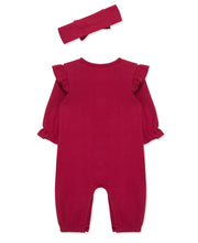 Load image into Gallery viewer, Little Me ORGANIC POINTELLE Berry Jumpsuit Set w/HEADBAND
