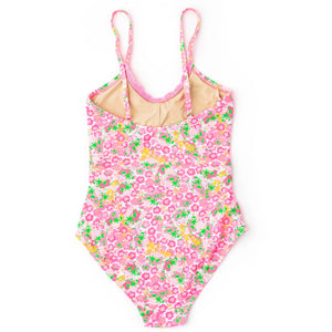 Shade Critters FRESH FLORAL Pink Crochet Trim Monokini Swimsuit