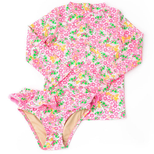 Shade Critters FRESH FLORAL Pink Rash-guard Set