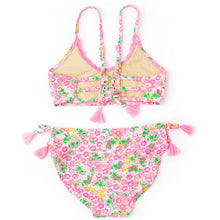 Load image into Gallery viewer, Shade Critters FRESH FLORAL Pink Crochet Trim Tie Back Bikini
