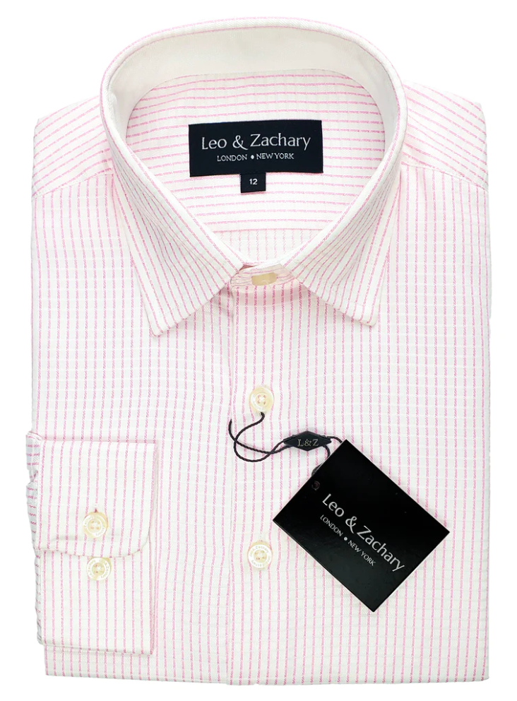 Leo & Zachary White & Rose Check L/S Dress Shirt