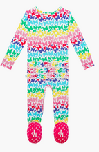 Load image into Gallery viewer, Posh Peanut RAINBOW BUTTERFLY Ruffled Zipper Footie
